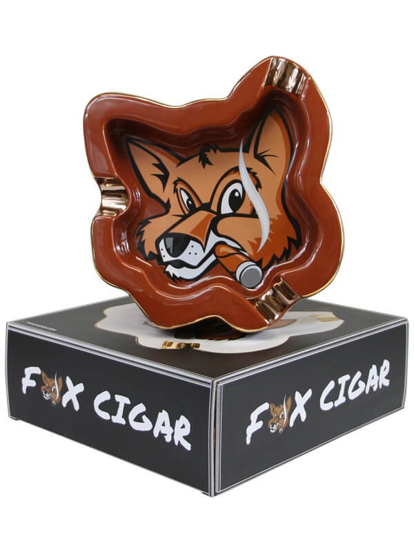 Fox Head Brown Ceramic Ashtray